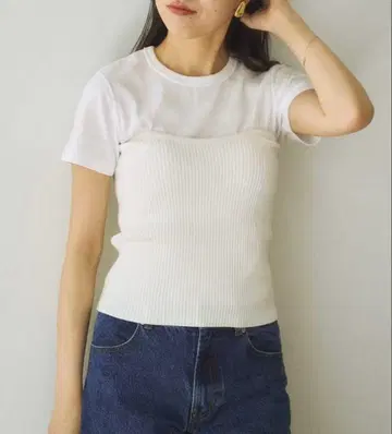 plage rib bustier 화이트