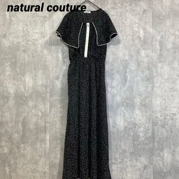 natural couture 배색 파이핑 빅 카라 원피스 블랙 도트