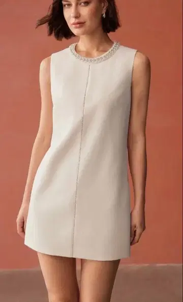 MOTF 펄 비쥬 슬리브리스 미니 원피스 새상품 화이트