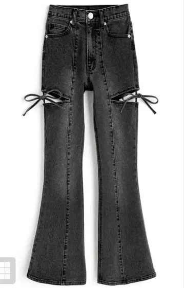 GRL 사이드 컷 아웃 리본 플레어 데님 팬츠[cu578]