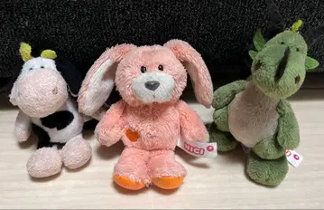 NICI 키링 봉제 인형 오렌지 토끼 소 드래곤 3체 세트