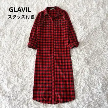GLAVIL 셔츠 원피스 체크 스터드 y2k 헤이세이 갸루 락
