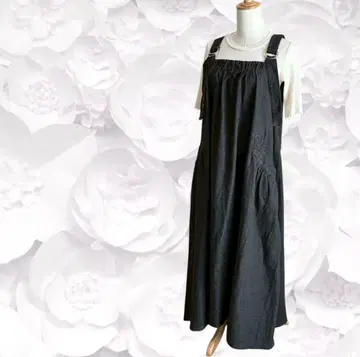 살로펫 오버롤 스커트 [ F ] 다크 그레이 데님 개더 A라인