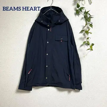 BEAMS HEART 마운틴 후드티 L 네이비 빔즈 후드
