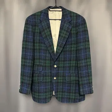 해리스 트위드 블랙워치 체크 테일러드 자켓 울