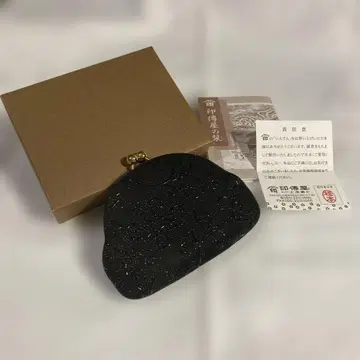 인덴야 가마구치 동전 지갑 블랙 당초