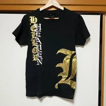 00s 갸루 남자 y2k 블랙 T셔츠 골드 컬러 그래픽 1 사이즈
