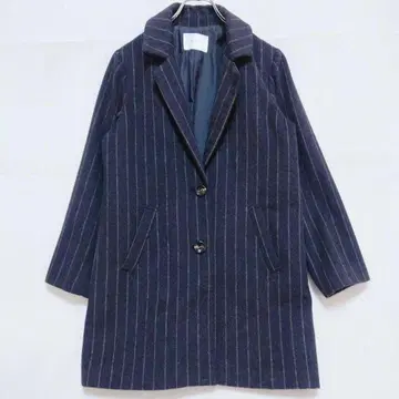 아카이브 스트라이프 패턴 체스터 코트 울 혼방 다크 그레이 ( M )