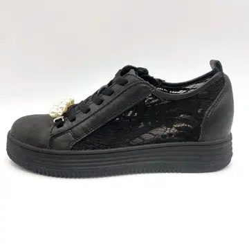 JEWEL CASKET 통굽 레이스 스니커즈 블랙 펄 비쥬