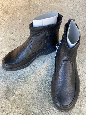 새상품 사이드 지퍼 부츠 천연 가죽 사이드 고어 워크 부츠 블랙