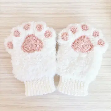 고양이 손 강아지 손 발바닥 패드 암워머 화이트 핑크 핸드메이드