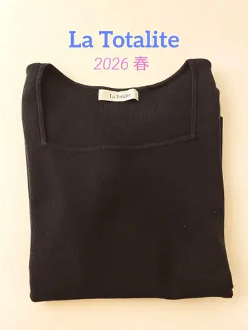 새상품 라 토탈리테 반팔 니트 스퀘어넥 네이비