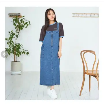 시마무라 SUNNYHOUSE 데님 점프 스커트 블루/M/미사용 택 포함