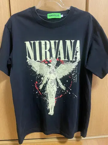 NIRVANA 천사 그래픽 T셔츠 블랙 L사이즈