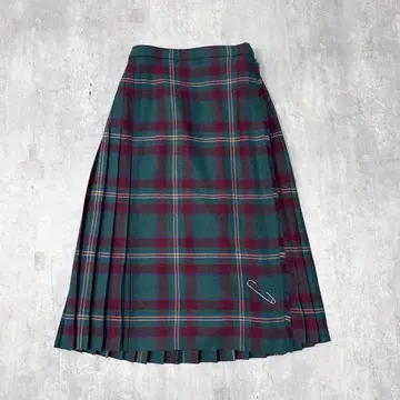 C706 스코틀랜드제 타탄 체크 롱 스커트 플리츠 A라인