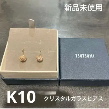 쥬얼리 츠츠미 TSUTSUMI 크리스탈 유리 귀걸이 K10 미사용 새상품