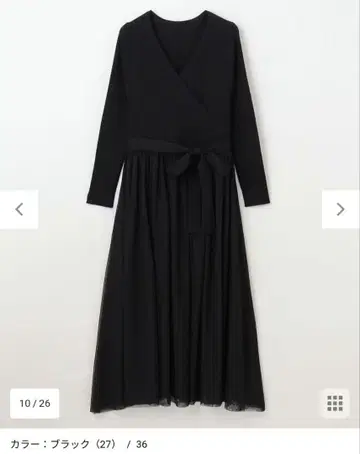 36 색상 블랙 그레이스 콘티넨탈 튤 콤비 니트 원피스