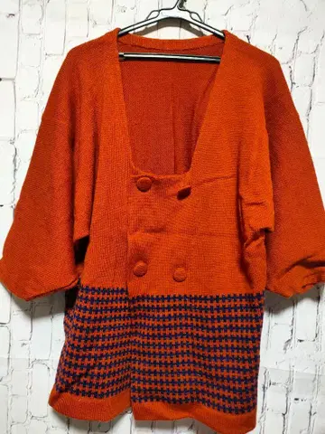 오렌지 더블 버튼 가디건 레트로