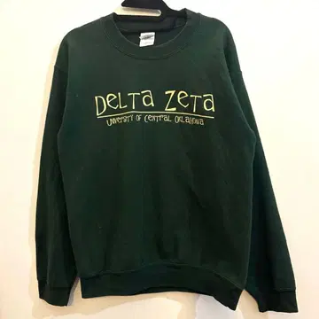 [ 백 프린트 ] DELTA ZETA 칼리지 맨투맨 그린 USA