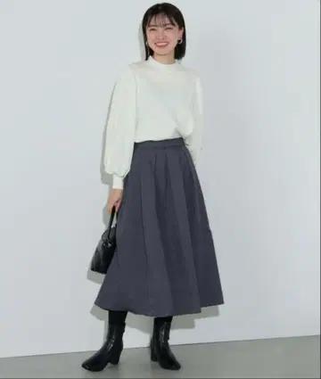 BEAMS HEART 후쿠레 자카드 플레어 스커트