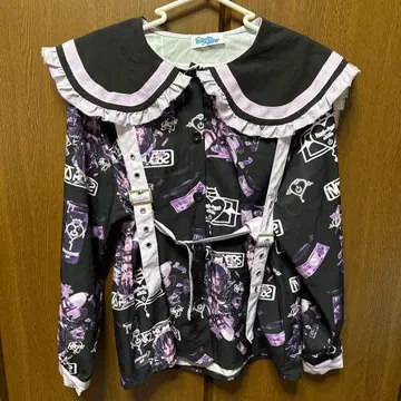 CDCRAG 아이돌 천사 블라우스 긴팔 갸루 게임 사이버 블랙