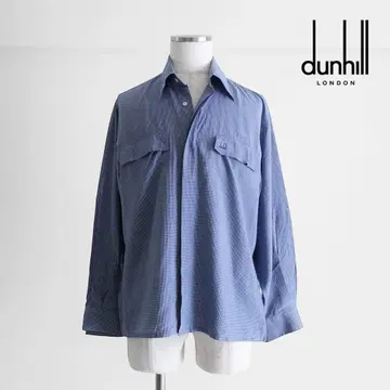 [ 이탈리아제 ] Dunhill 실크 깅엄 체크 CPO 셔츠 블루