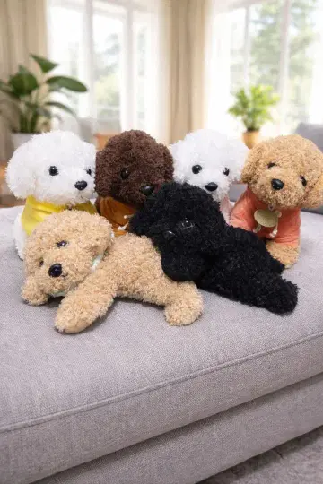 개 봉제 인형 6마리 세트 복슬복슬 토이 푸들풍 거의 미사용 [리얼 개]