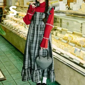 [ 쿠틸과 레트로 ] 2WAY 리본 티어드 오버롤 스커트 Ktir