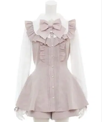 시크릿허니 소매 레이스 핀턱 프릴 요크 절개 셋업