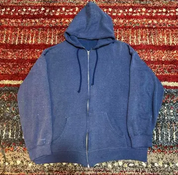 70s 선 페이드 후드티 빈티지 네이비 풀 집업