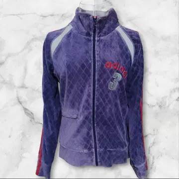 adidas 벨로아 트랙 자켓 퍼플 만국기 택 90s Y2K