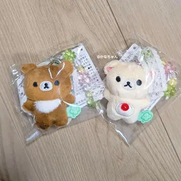 코리락쿠마 차이로이코구마 딸랑딸랑 걸이 봉제 인형 2개 세트