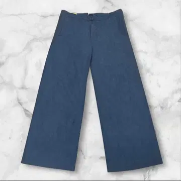 [ INCOTEX ] 린넨 와이드 팬츠 블루 린넨 100% 슬랙스 42