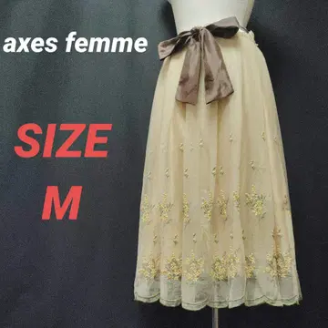 axes femme 엑시즈팜 롱 스커트 꽃무늬 자수 오간자