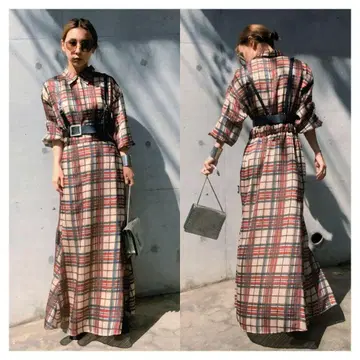 CHECK MERMAID DRESS 아메리 빈티지