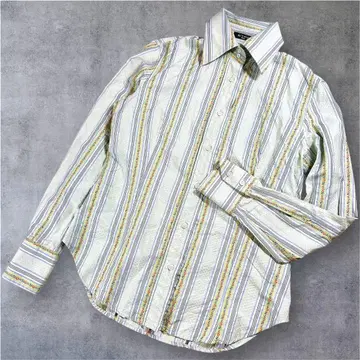 ETRO 에트로 긴팔 셔츠 42 꽃무늬 스트라이프 이탈리아제 여성용 M