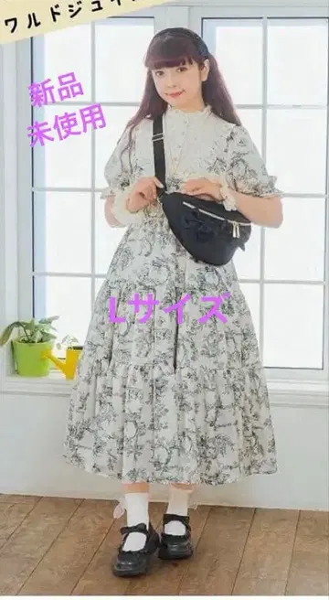 L 사이즈 시마무라 신상 아오키 미사코 원피스 토와 드 주이 패턴 그린