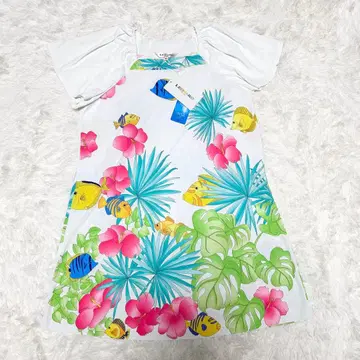 미사용 택 포함 레오나르 트로피컬 피쉬 꽃무늬 튜닉 42