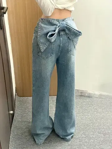 백리본 비쥬 데님 팬츠 데님 팬츠