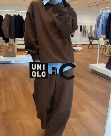 UNIQLO c 브라운 맨투맨 셋업