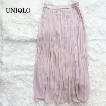 유니클로 쉬폰 플리츠 롱 스커트 허리밴딩 루즈핏 페미닌
