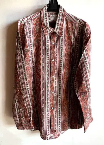 빈티지 셔츠 블라우스 화려한 구제 의류 에스닉 페이즐리 쇼와 레트로2