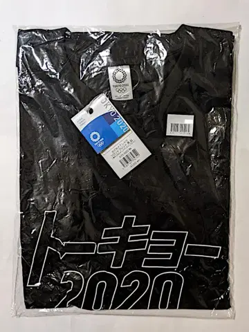 도쿄 2020 올림픽 공식 프론트 프린트 카타카나 티셔츠 블랙