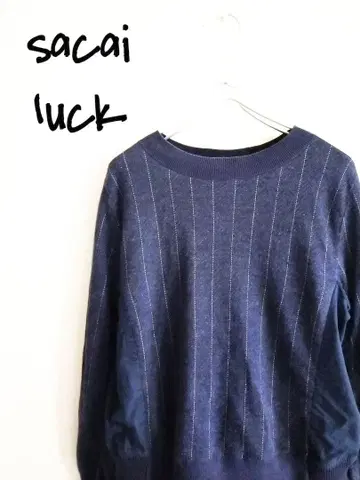 D222253 sacai luck 페플럼 레이어드 스트라이프 니트