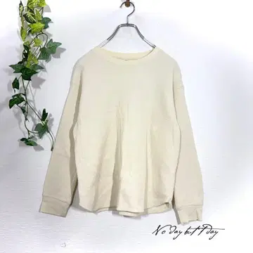 UNIQLO 와플 크루넥 T셔츠 M 베이지 (아이보리 계열) 긴팔