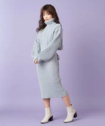 MIIA 케이블 니트 x 니트 원피스 세트 z206p