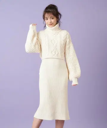 MIIA 케이블 니트 x 니트 원피스 세트 z249p