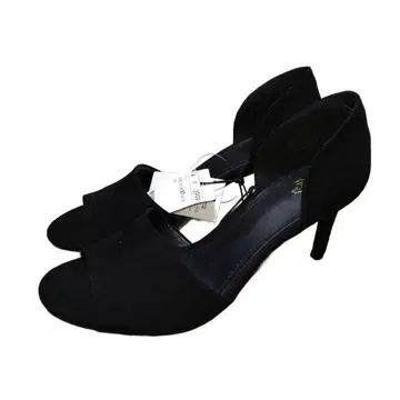 H&M 오픈토 힐 샌들 스웨이드 블랙 새상품 37