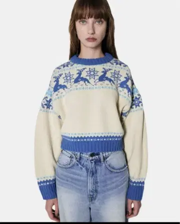 마우지 NORDIC PATTERN 스웨터 니트 루돌프 크리스마스 눈꽃