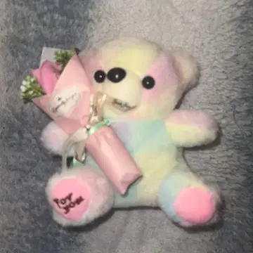 파스텔 곰 봉제 인형과 꽃다발 세트